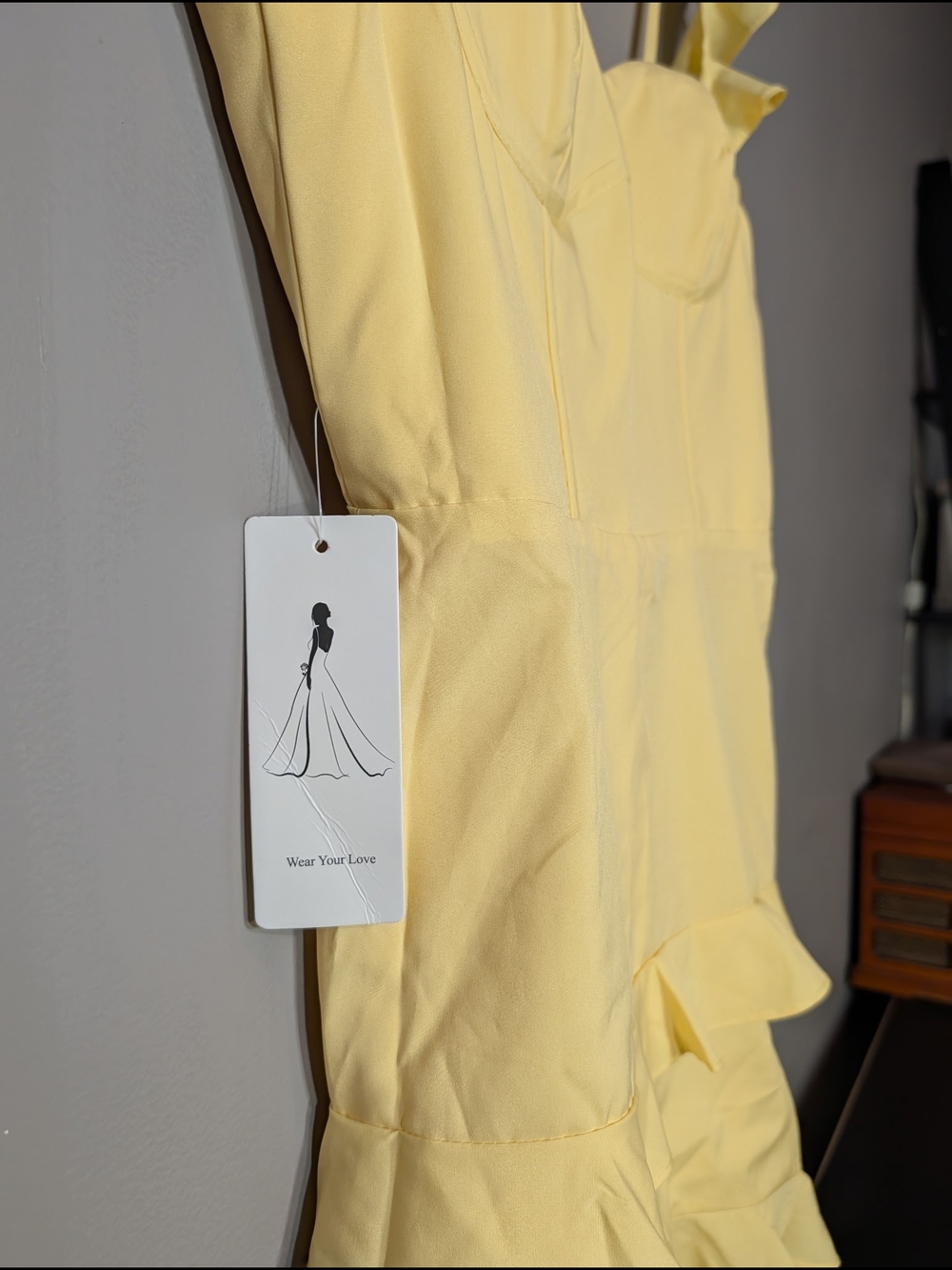 Yellow Ruffle Strap Mini Dress - Picture 5 of 7